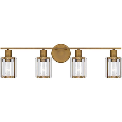 4 Light Bathroom Vanity Light, Clear Beveled Crystal