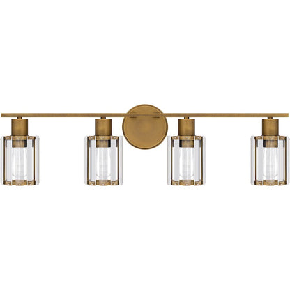 4 Light Bathroom Vanity Light, Clear Beveled Crystal