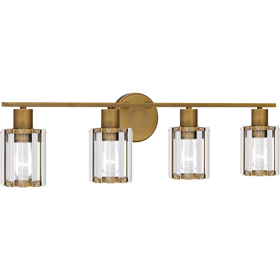 4 Light Bathroom Vanity Light, Clear Beveled Crystal