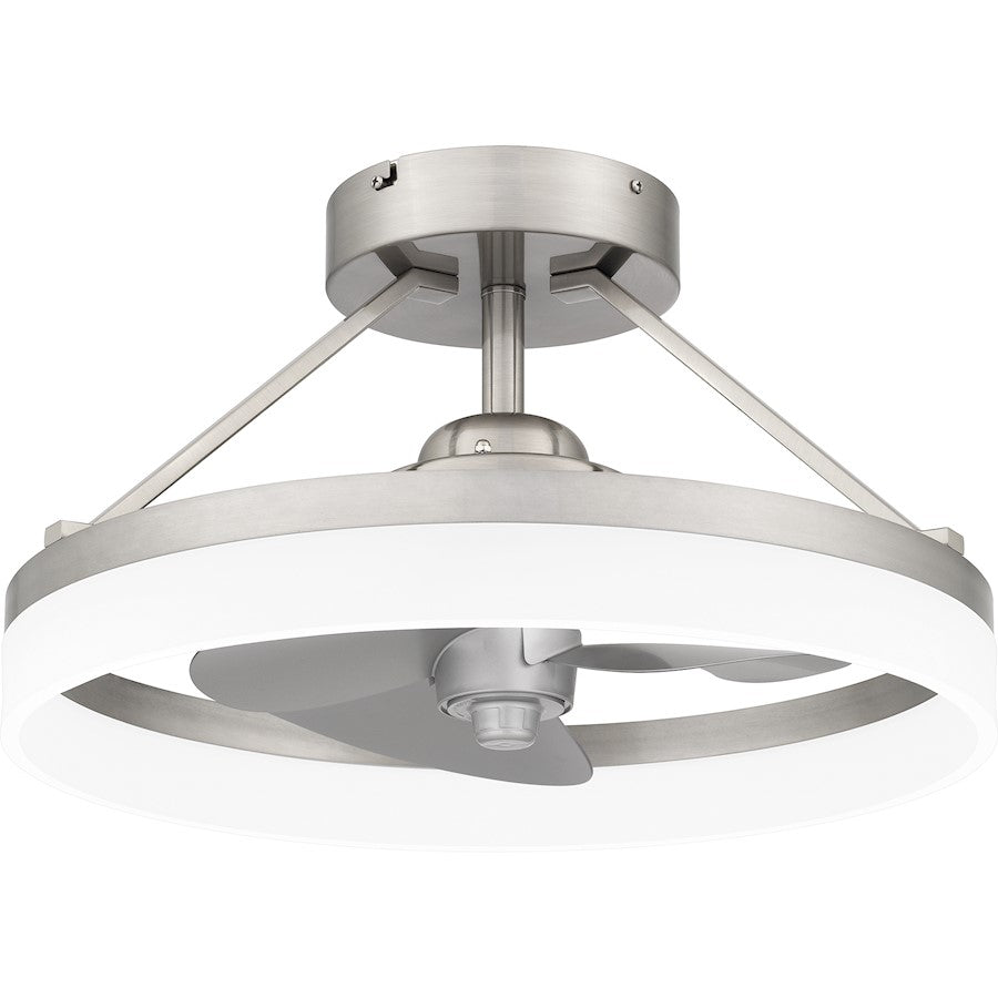 Quoizel Cohen Fan Light, Brushed Nickel/White Acrylic