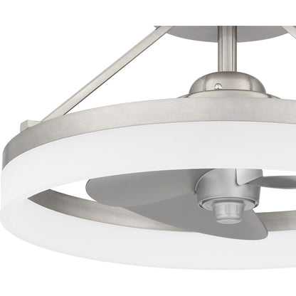 Quoizel Cohen Fan Light, Brushed Nickel/White Acrylic