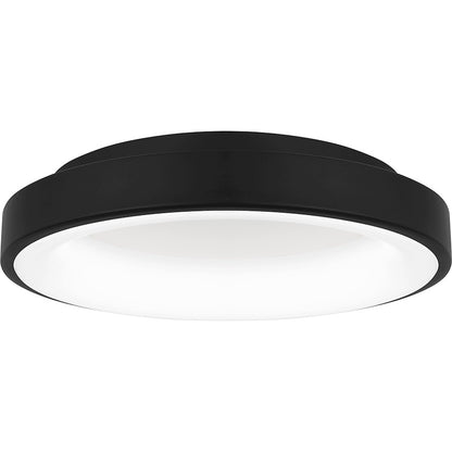 Quoizel Stanton Flush Mount, Matte Black/White Acrylic