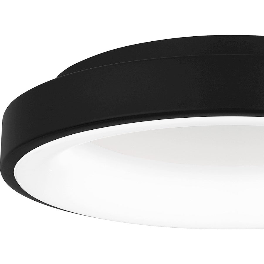 Quoizel Stanton Flush Mount, Matte Black/White Acrylic