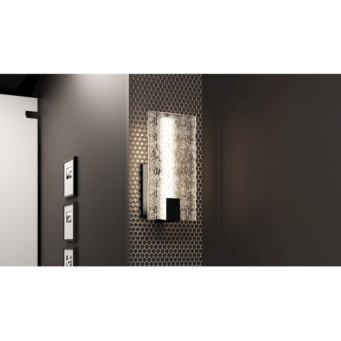 Quoizel Winter Wall Sconce, Matte Black/Clear Textured