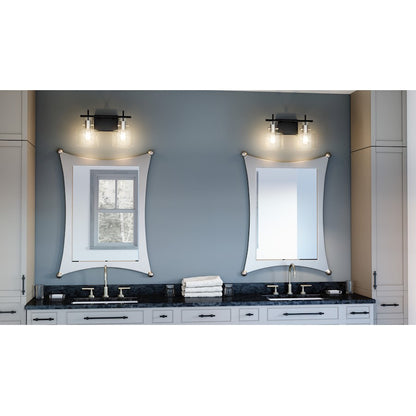 2 Light Bathroom Vanity Light, Matte Black