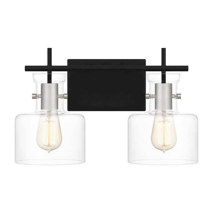 2 Light Bathroom Vanity Light, Matte Black