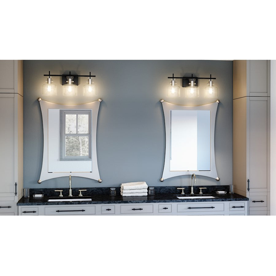 3 Light Bathroom Vanity Light, Matte Black