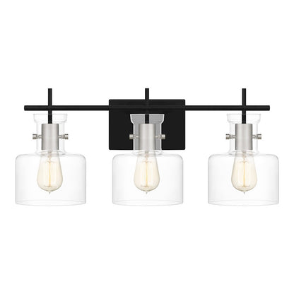 3 Light Bathroom Vanity Light, Matte Black