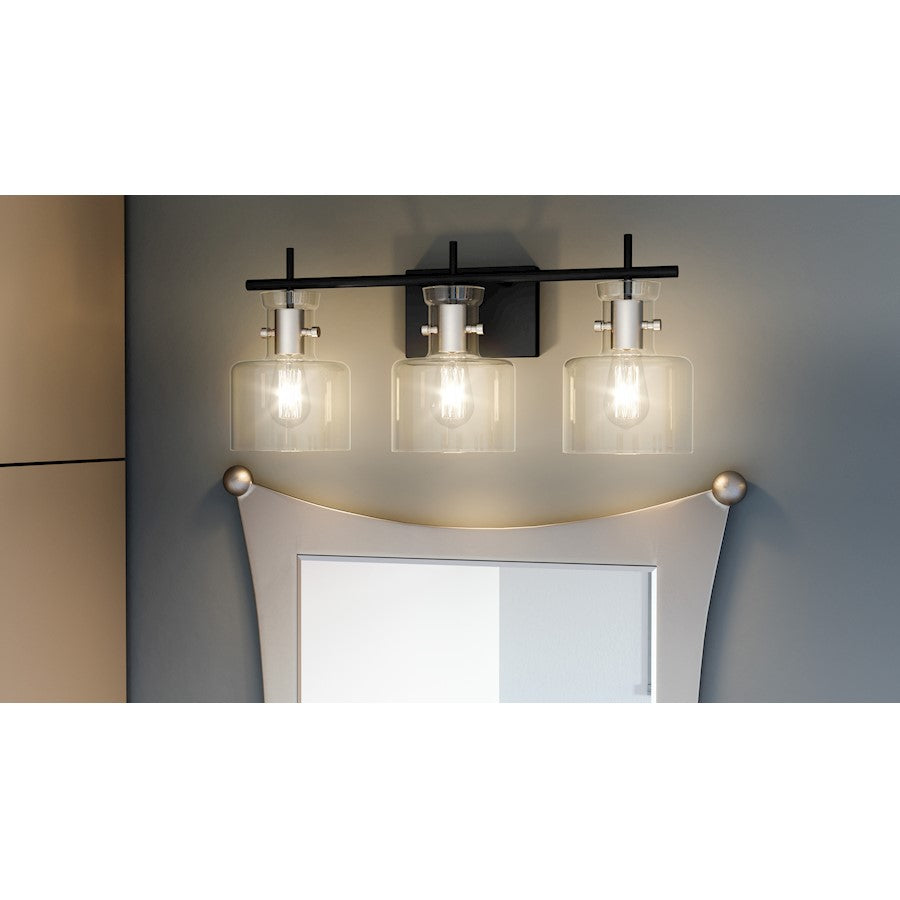 3 Light Bathroom Vanity Light, Matte Black