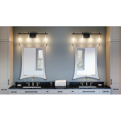 4 Light Bathroom Vanity Light, Matte Black