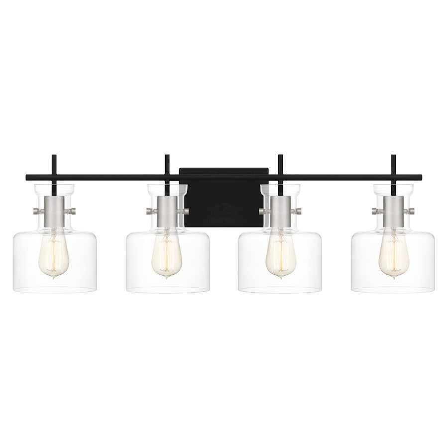 4 Light Bathroom Vanity Light, Matte Black