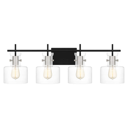 4 Light Bathroom Vanity Light, Matte Black