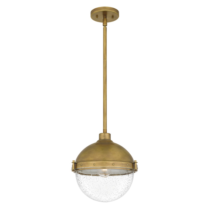 Quoizel Perrine 1 Light Mini Pendant, Weathered Brass/Clear Seeded - PIN1512WS
