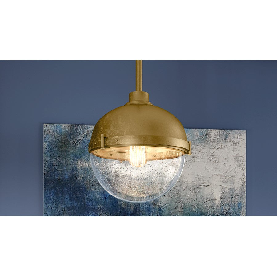 1 Light Mini Pendant, Weathered Brass