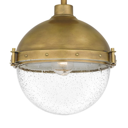 1 Light Mini Pendant, Weathered Brass