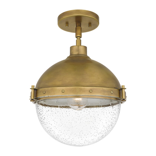 Quoizel Perrine 1 Light Semi-Flush Mount, Weathered Brass/Seeded - PIN1712WS