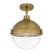 Quoizel Perrine 1 Light Semi-Flush Mount, Weathered Brass/Seeded - PIN1712WS