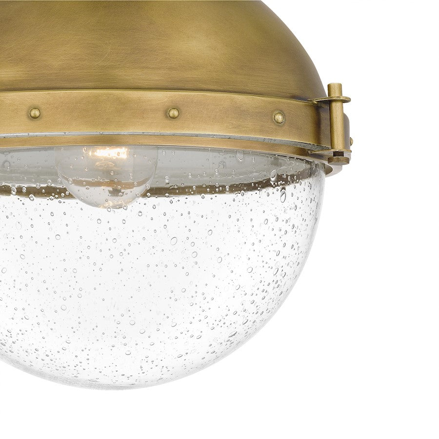 Quoizel Perrine 1 Light Semi-Flush Mount, Weathered Brass/Seeded