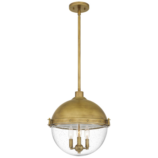 Quoizel Perrine 3 Light Pendant, Weathered Brass/Clear Seeded - PIN2816WS