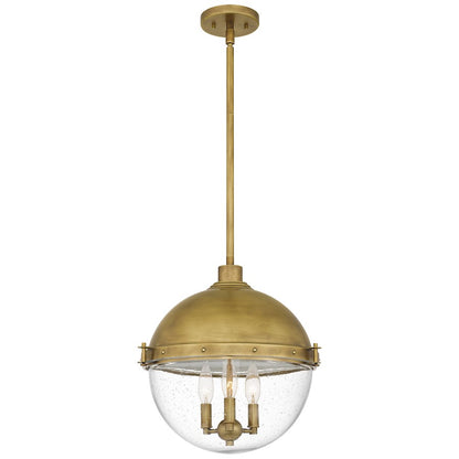 3 Light Pendant, Weathered Brass