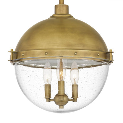 3 Light Pendant, Weathered Brass