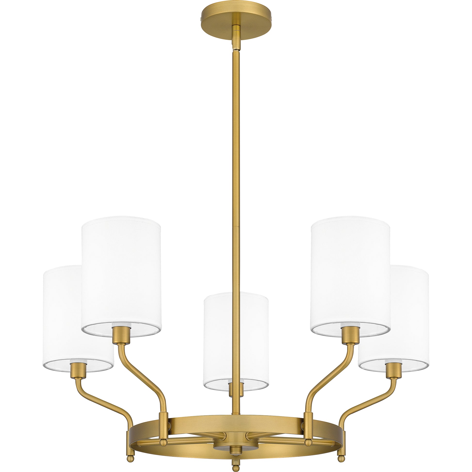 Quoizel Parkington 5 Light Chandelier, Aged Brass/White - PKN5025AB