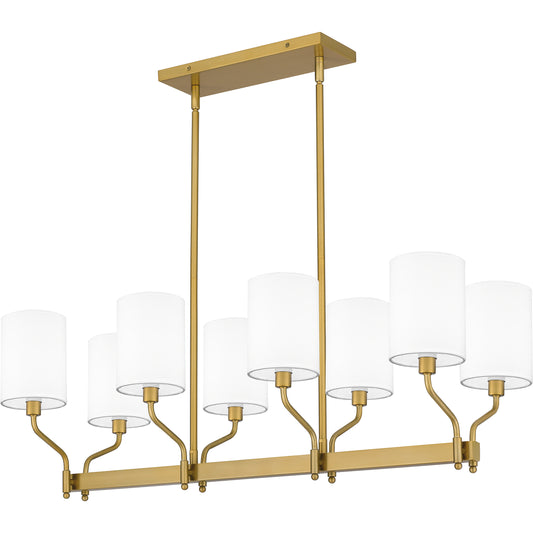 Quoizel Parkington 8 Light Island Light, Aged Brass/White - PKN834AB