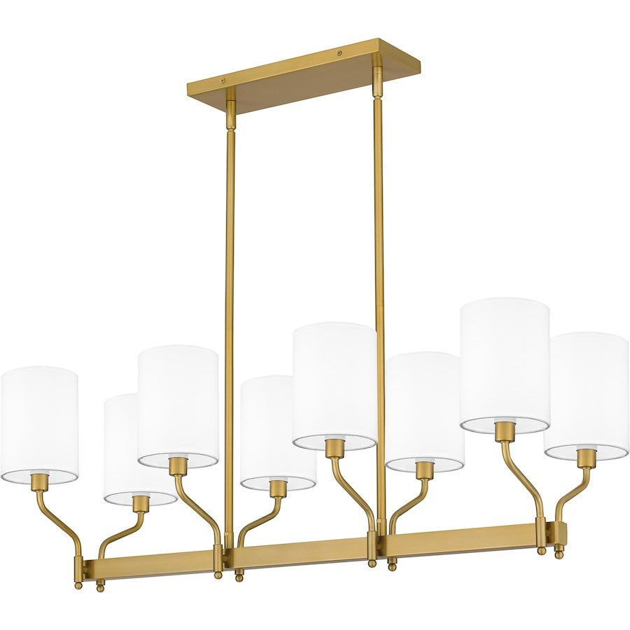 Quoizel Parkington 8 Light Island Light, Aged Brass/White