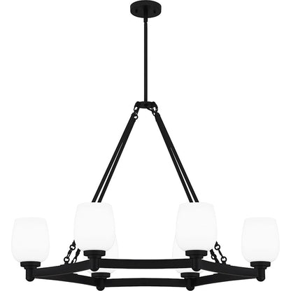 Quoizel Penning 6 Light Island Light, Matte Black/Opal Etched Glass - PNG638MBK