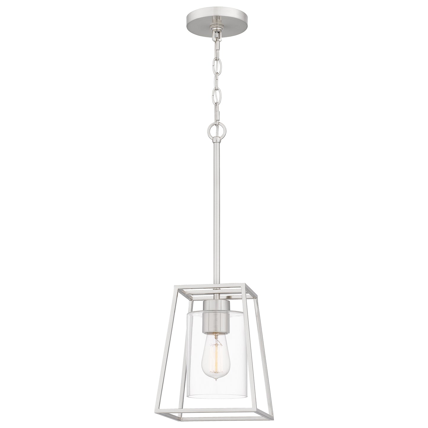 Quoizel Prescott 1 Light Mini Pendant, Brushed Nickelbrush/Clear - PRC1508BN