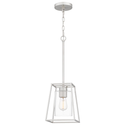 Quoizel Prescott 1 Light Mini Pendant, Brushed Nickelbrush/Clear - PRC1508BN