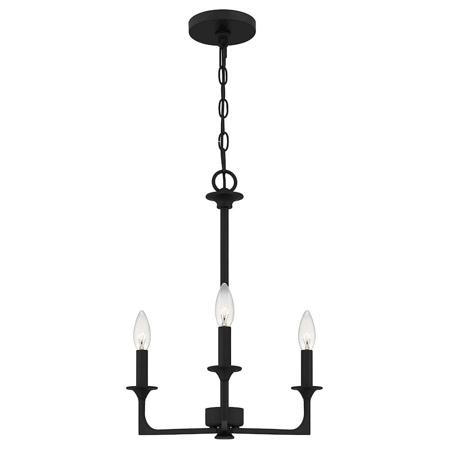 Quoizel Prescott 3 Light Chandelier, Matte Black - PRC5016MBK