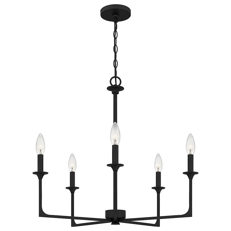 Quoizel Prescott 5 Light Chandelier, Matte Black - PRC5026MBK