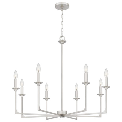 Quoizel Prescott 8 Light Chandelier, Brushed Nickel - PRC5032BN