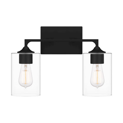 Quoizel Prescott 2 Light Bath Light, Matte Black/Clear - PRC8616MBK