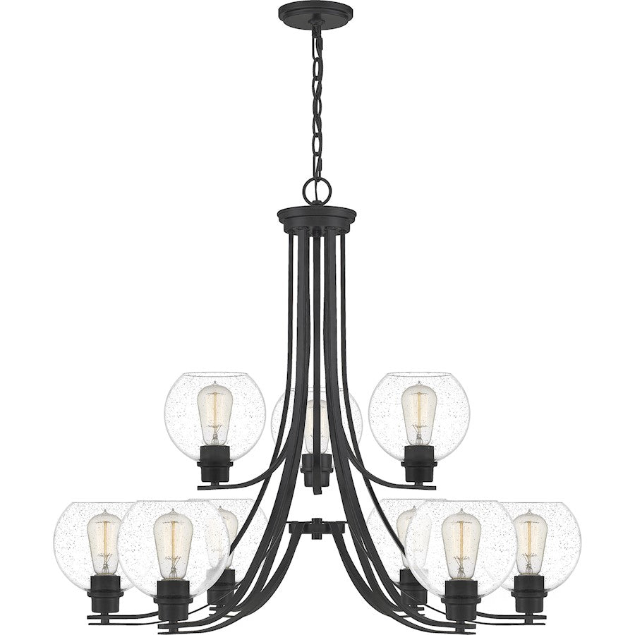 Quoizel Pruitt 9 Light Chandelier, Matte Black/Seedy - PRUS5034MBK