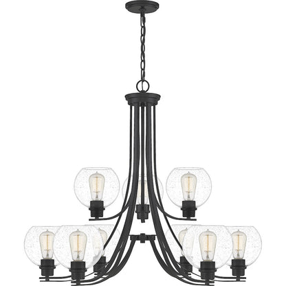 Quoizel Pruitt 9 Light Chandelier, Matte Black/Seedy - PRUS5034MBK