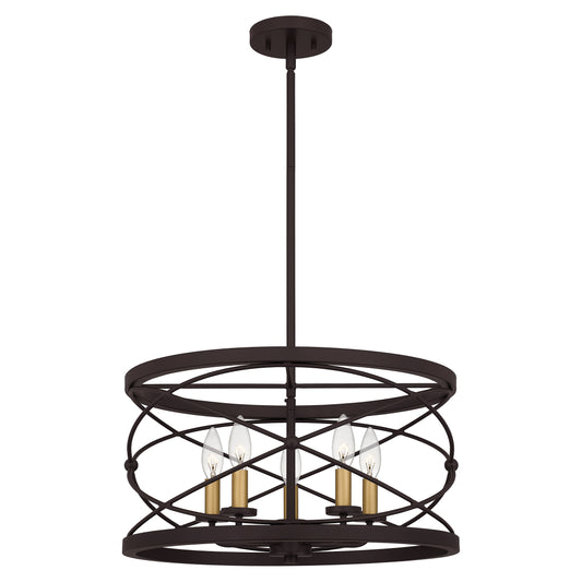 Quoizel Potts 5 Light Pendant, Palladian Bronze - PTT2819PN