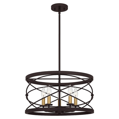 5 Light Pendant, Palladian Bronze