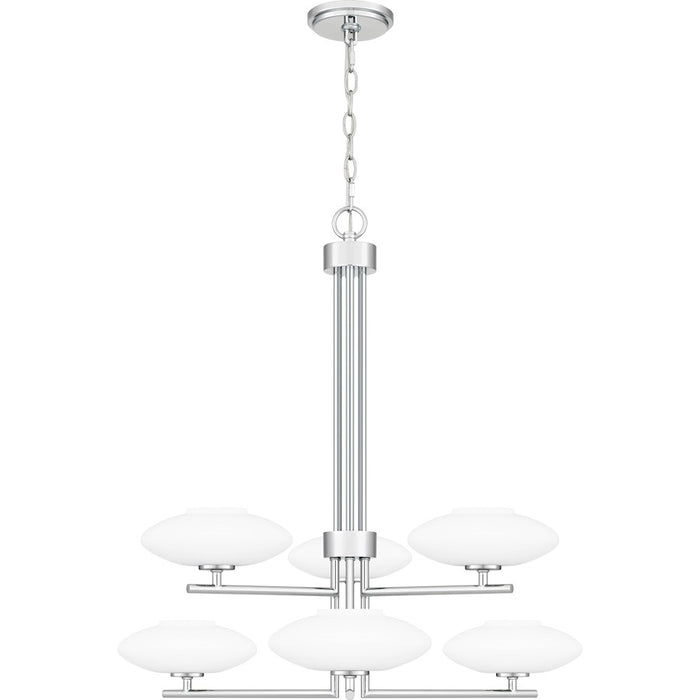 Quoizel Chenal 6 Light Chandelier, Polished Chrome/Opal Etched - QCH5577C