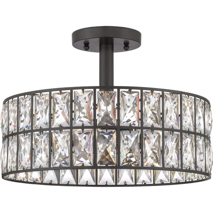 Quoizel Coffman 3 Light Semi-Flush Mount, Western Bronze/Crystal - QF4046WT