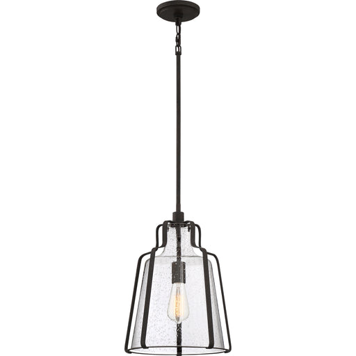 Quoizel Haverford 1 Light Pendant, Rustic Black/Clear Seeded - QF5228RK