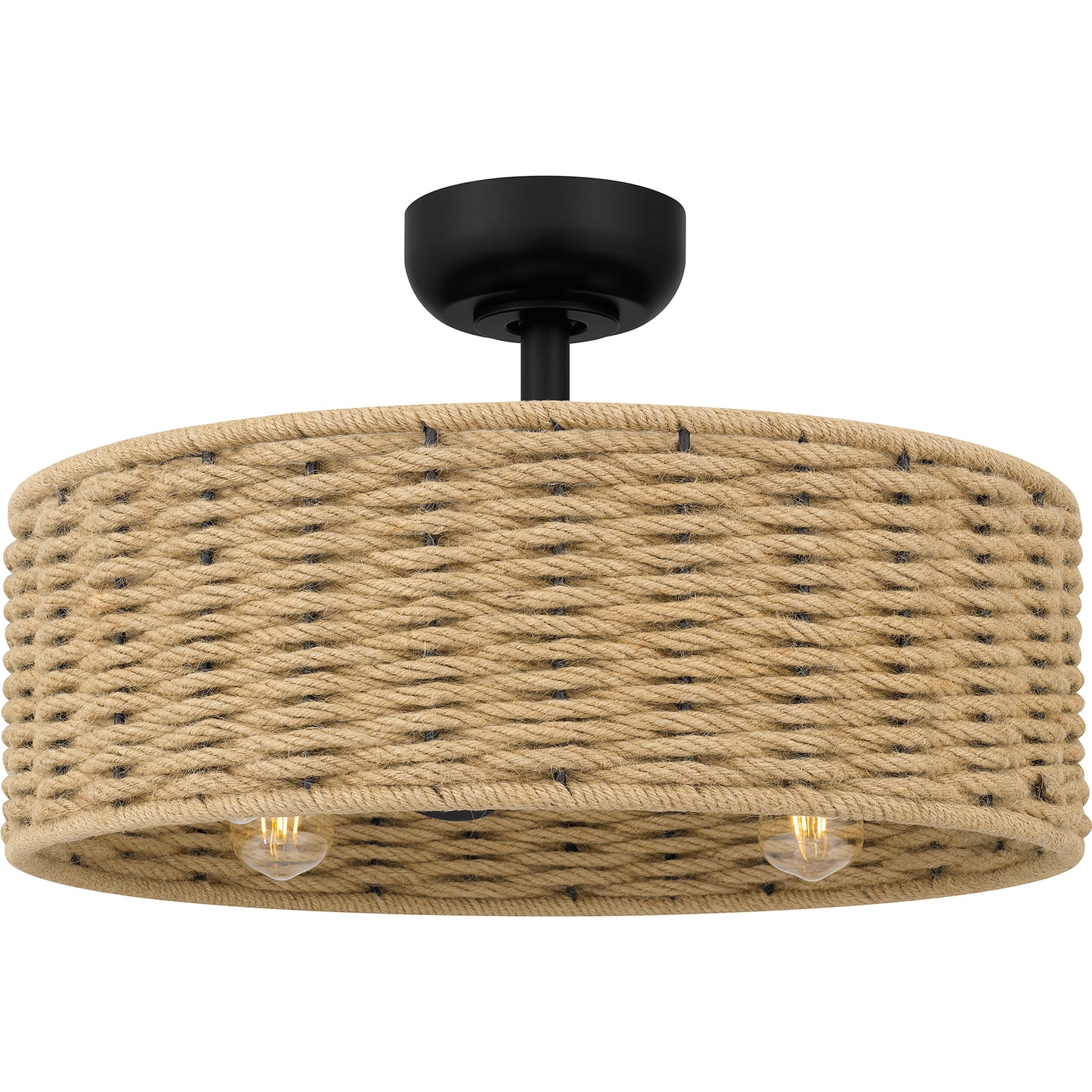 Quoizel Islander 4 Light Fan Light, Matte Black/Hemp Rope - QFA6201MBK