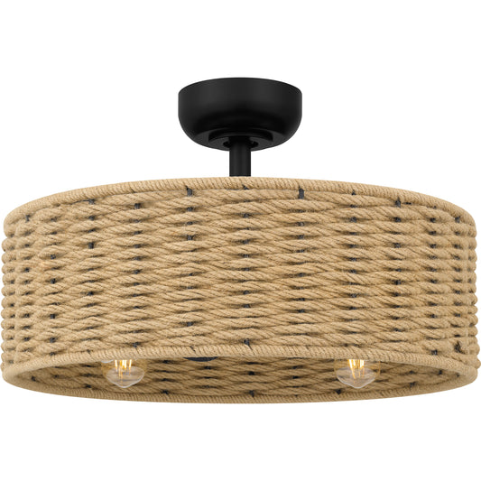 Quoizel Islander 4 Light Fan Light, Matte Black/Hemp Rope - QFA6201MBK