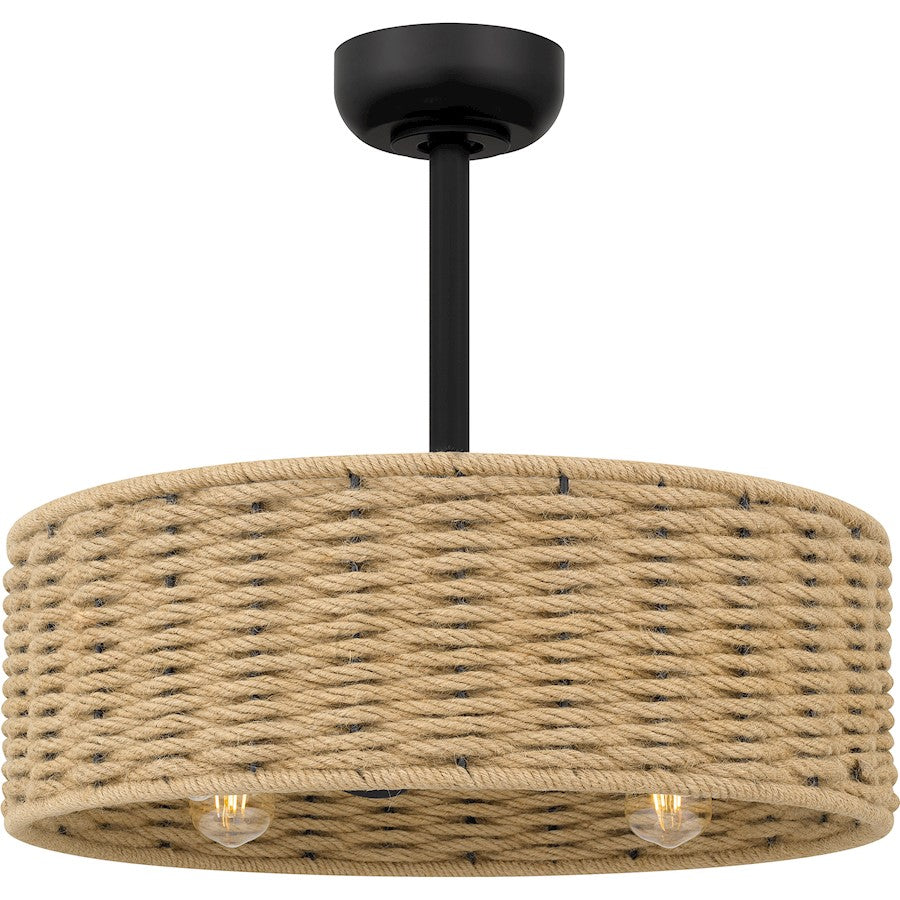 Quoizel Islander 4 Light Fan Light, Matte Black/Hemp Rope