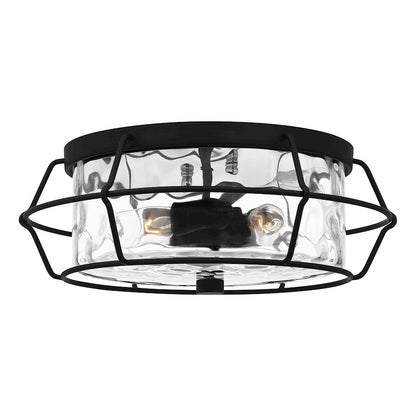 Quoizel Farragut 3 Light Semi-Flush Mount, Matte Black/Clear Water - QFL5338MBK