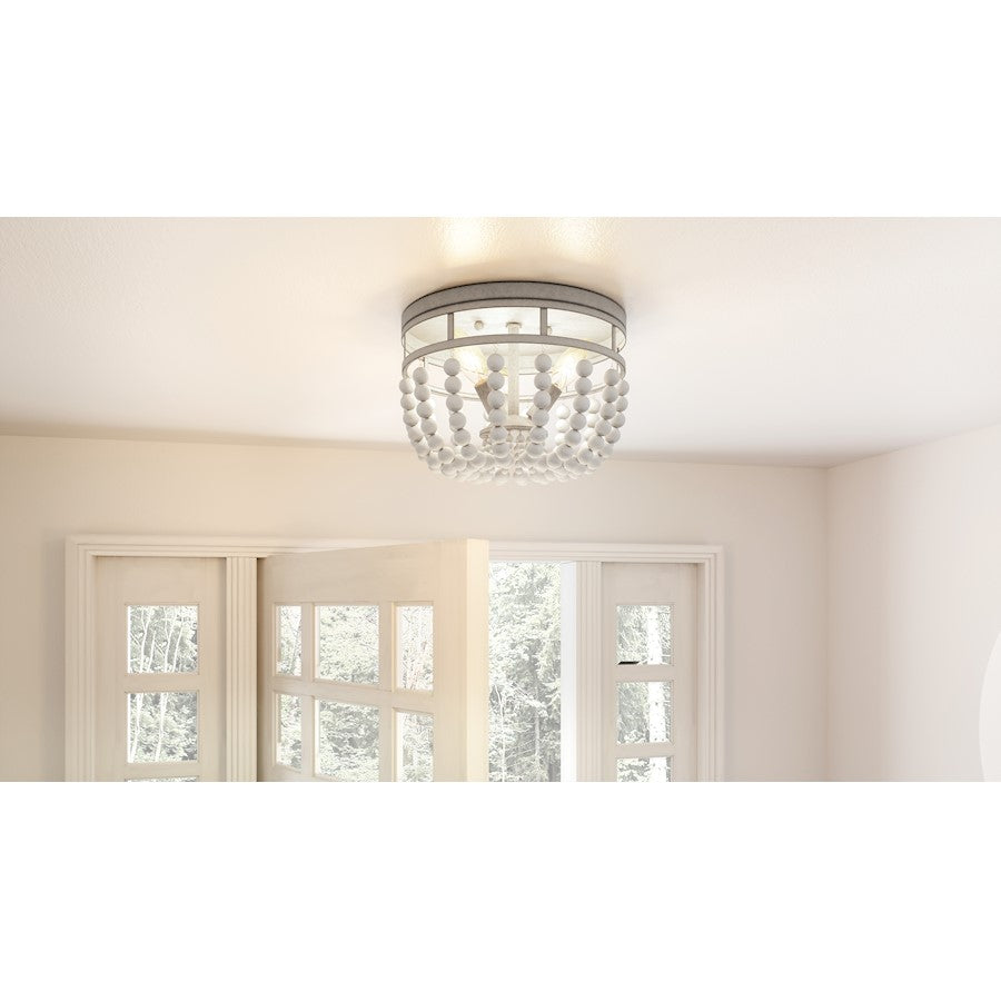 Quoizel Lewes 3 Light Flush Mount, Weathered White Maple