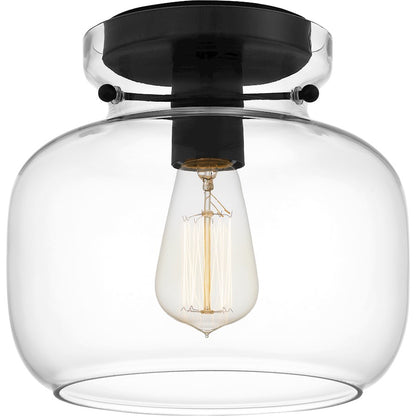 Quoizel Lorah 1 Light Flush Mount, Matte Black/Clear - QFL5587MBK