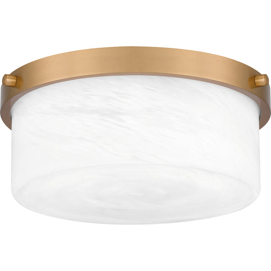 Quoizel Levine 2 Light Flush Mount, Aged Brass/Alabaster - QFL5590AB