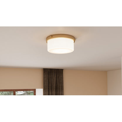 Quoizel Levine 2 Light Flush Mount, Aged Brass/Alabaster